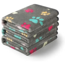 1 Pack 3 Blankets Fluffy Premium Fleece Pet Blanket Flannel Paw Bone Printed Throw for Dog Cat(Small 23"x16", Grey)