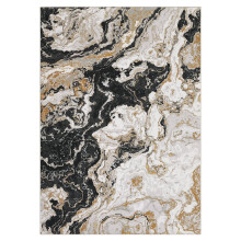 Abstract area rug black 6x9 ft machine washable low pile