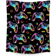 Couverture garçon - 101,6 x 127,7 cm - Plaid gaming cool pour garçons et filles - Couverture noire douce et moelleuse pour canapé, fauteuil et