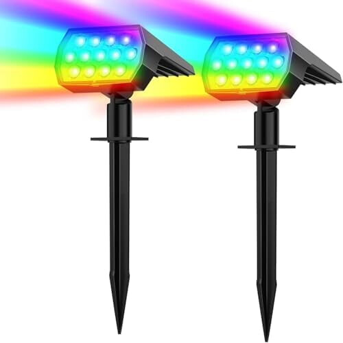 Refletor solar LED branco frio, 65 LEDs, pacote com 2 unidades