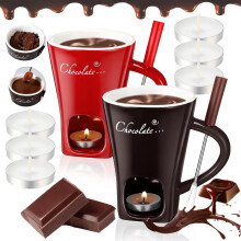 2026 Upgraded Chocolate Fondue Mug Set with Fork – Mini Ceramic Melting Cups for Chocolate, Cheese & Desserts, Ideal Gift for Date Nights,