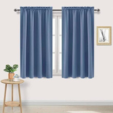 Verduisterende gordijnen – thermisch geïsoleerd, energiebesparend en geluidsreducerend, stoffig blauw, 52x45 inch, set van 2, met tunnelzoom
