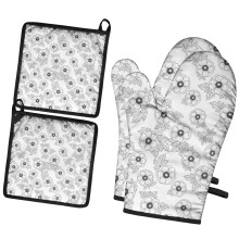 Pioneer kukkakuvioinen uunikintassetti, 2 kpl, lämmönkestävät keittiökintaat, 19,5 cm x 30,5 cm