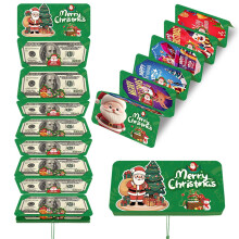 Boîte à enveloppes rouges de Noël, boîte d'emballage de Noël à 10 compartiments sur le thème du Père Noël, boîte cadeau pour argent et