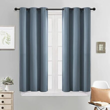 Verdunkelungsvorhänge, wärmeisolierende Fensterpaneele mit Ösenaufhängung, geeignet für Schlaf-/Wohnzimmer (38 x 45 Zoll, Steinblau, 2 Paneele)