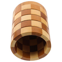 1Pcs Wooden Utensil Canister Cutlery Storage for Kitchen Organization Checkered Pattern 12.5*4*4in