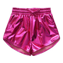 Baozhu Girls' Metallic Sparkly Shorts, Elastic Waist, Drawstring, Pockets – Gymnastics & Dance Shorts for Ages 4–12