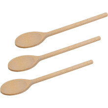 Paquete de 3/12 cucharas de madera de 25 cm de largo para cocinar - Cucharas ovaladas de madera para mezclar, hornear, cocinar y remover - Hechas de