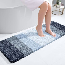 Alfombra de baño tipo pasillo azul marino, 47x17 pulgadas, microfibra.
