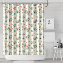 Floral Print Shower Curtain 72x84 Inches with 12 Hooks
