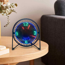 LED USB-klokkevifte med sanntidsklokkevisningsfunksjon Sommervifte til hjemmekontor, 4 tommer temperatur