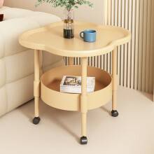 Mesa auxiliar redonda con ruedas de 2 niveles BiFandian con bandeja extraíble, resistente al agua, ideal para sala de estar, dormitorio y baño.