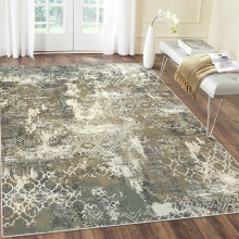 Wasbaar modern abstract vloerkleed 152 x 213 cm, antislip, laag