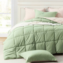 Twin Comforter Set Sage Green Beige Reversible 2-Piece