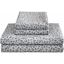 Silver Grey Cheetah Print Twin Bed Sheet Set Microfiber