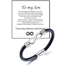 Pánský náramek To My Man – pletený z kůže Infinity, inspirativní dárek od manželky, ručně vyrobený náramek, kompatibilní se všemi