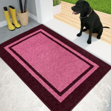 Schmutzfangende Fußmatte (51 x 81 cm), rutschfest, maschinenwaschbar, super saugfähig – ideal für schlammige Schuhe und Pfoten – Rosa &