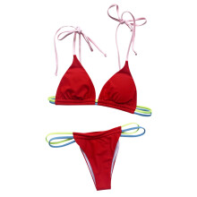 Conjunto de biquíni de duas peças feminino 2025, moda praia erótica, maiô adulto, vermelho.
