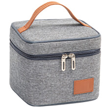 Grand sac à lunch isotherme pour adultes – Tissu Oxford + Feuille d'aluminium, Fermeture éclair, Motif gris et marron, Plusieurs tailles,