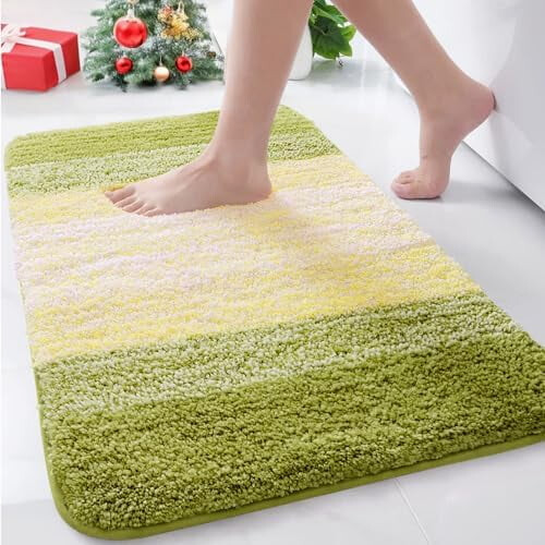 Tapete de banho felpudo de microfibra antiderrapante e absorvente de 76 x 51 cm (30 x 20 polegadas)