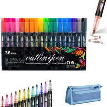 Sada konturovacích per Dreamy Sparkle Dual-Line, 2mm přesný hrot, rychleschnoucí netoxický inkoust, 36 barev – vhodné pro umění, psaní