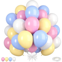 Balony pastelowe 50 szt. – matowe, różowe, niebieskie, żółte, białe