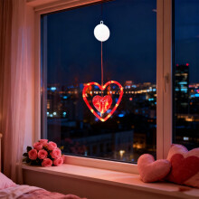 Lampes LED en forme de cœur rouge avec ventouses