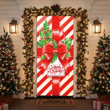Décoration de porte de Noël 71 x 35 pouces, bannière suspendue pour porte d'entrée, décoration intérieure et extérieure pour les fêtes de fin