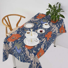 Nappe William Morris, motif floral orange vintage original, idéale pour la décoration d'une cuisine ou salle à manger de style campagnard (152 x