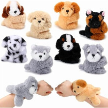 8-Pack Kids Stuffed Animal Slap Bracelets, 8" Plush Cat & Puppy Wrist Toys – Halloween, Christmas, Birthday Party Favors (Compatible with Kids'