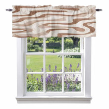 Cantonnière à motif ondulé brun et blanc, 137 x 46 cm, à œillets, compatible avec une décoration de style campagnard