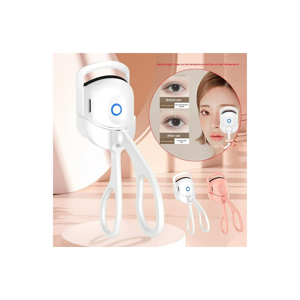 Pink Heated Eyelash Curler, Rechargeable, 2 Temp