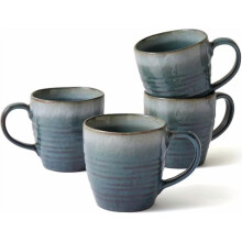 Conjunto de 4 canecas de cerâmica com esmalte reativo de 414 ml (14 oz)