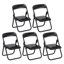 Black miniature folding chairs set of 5