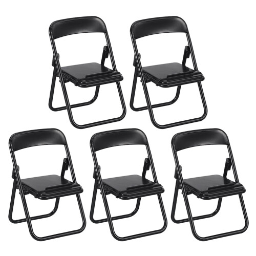 Black miniature folding chairs set of 5