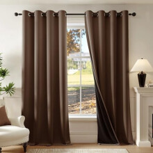 100% Blackout Curtains 52x54", 2 Panels, Coffee Brown, Thermal Insulated, Soundproof, Energy Saving, Grommet Top — Compatible with Standard Rods