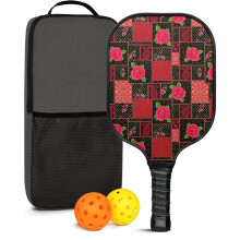 Set di racchette da pickleball in fibra di vetro con decorazioni floreali, 2 palline e borsa – Adatto per giocare sia all'interno che all'esterno.