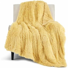 GentleSoft Fluffy Yellow Throw Blanket, 50x60", Soft Sherpa Fleece & Faux Fur, Cozy Couch/Bed Decor, Gifts for Mom, Dad, Women, Men – Compatible