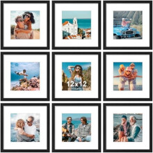 8x10 fotorammer sæt med 9, komposit træ med plexiglas