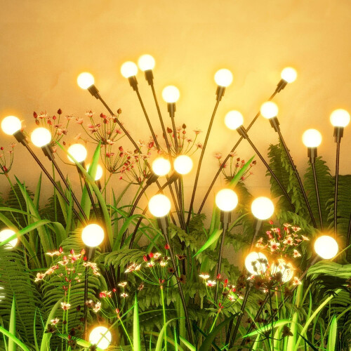 8-Pack64-LED Αδιάβροχα Ηλιακά Φώτα Κήπου, Ζεστό Λευκό, Συμβατά με Εξωτερική Διακόσμηση