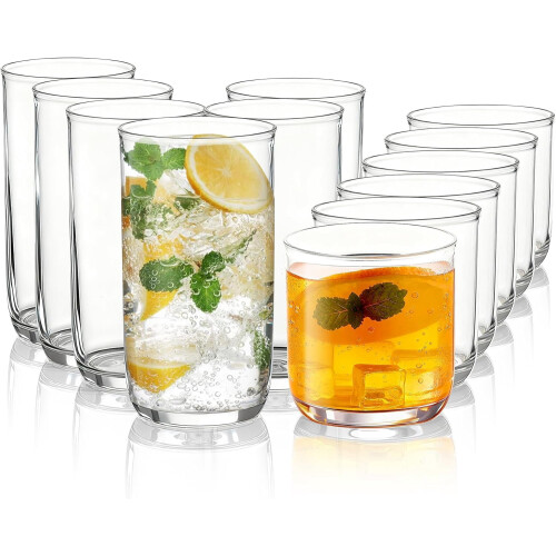 Σετ 12 τεμαχίων διαφανών ποτηριών PET Highball & Whisky
