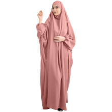 Muslimsk böneklänning i ett stycke, heltäckande, huvad, islamisk abaya, kaftan med hijab