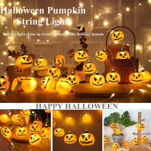 Halloween Pumpkin String Lights, 20 Orange LED, Plug-in & Connectable, Indoor/Outdoor Use – Compatible with Halloween Decor