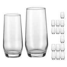 Conjunto de 16 peças de copos de vidro sódio-cálcico: 8 de 340 ml + 8 de 540 ml
