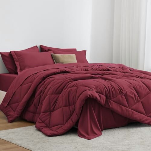 Burgundy Queen Comforter Set 7-Piece