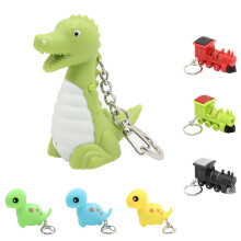 Chaveiro de LED com som em formato de trem de urso dinossauro kawaii