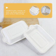 Assiettes en papier blanc imitation canne à sucre, paquet de 50
