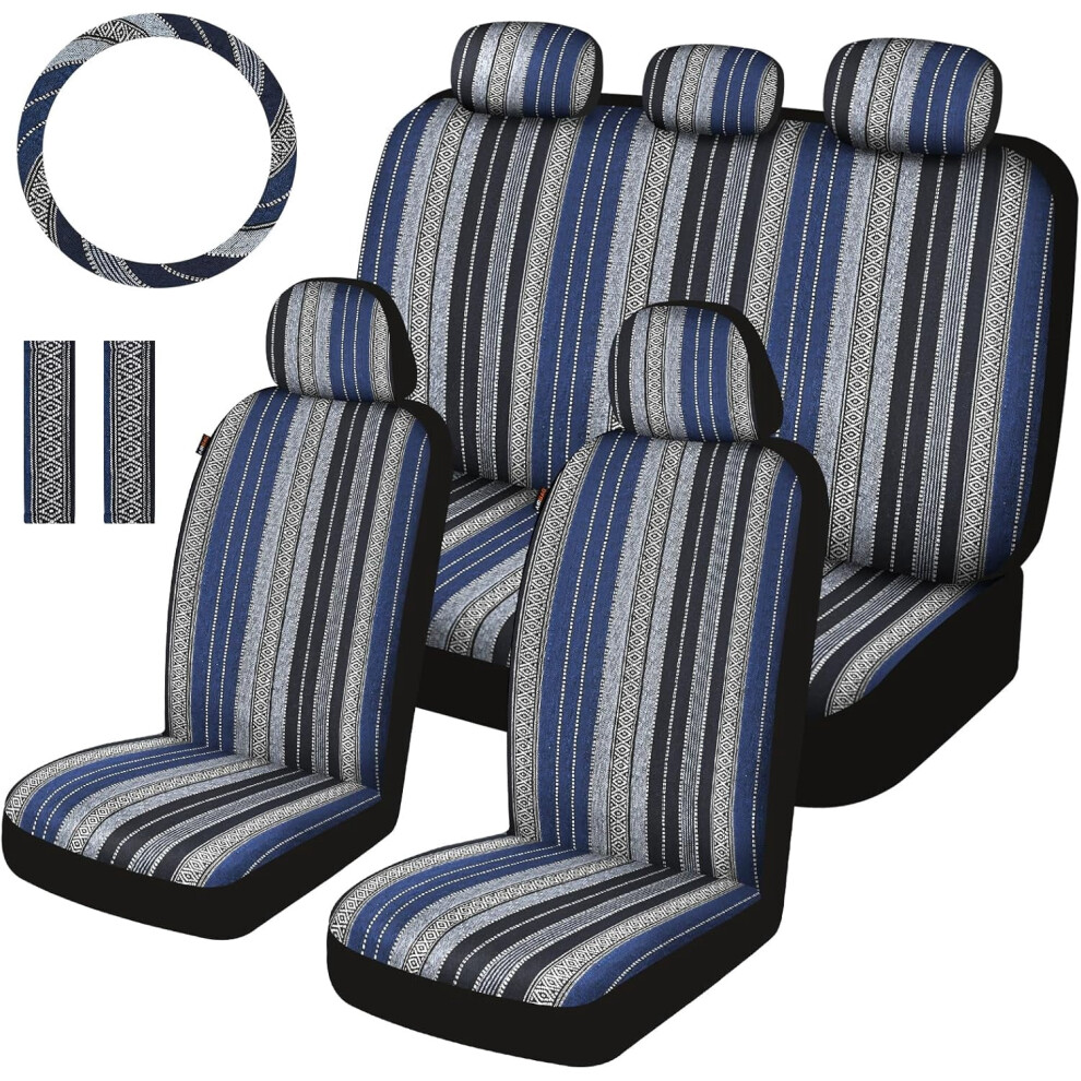 Baja Saddle Blanket Car Seat Cover Set Large Blue 9401284023357