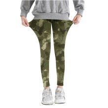VERUGU Girls Leggings Kids Camouflage Printed Pants High Waist Stretchy Soft Tights Kids Summer Leggings for School Wearing Green 6 Years