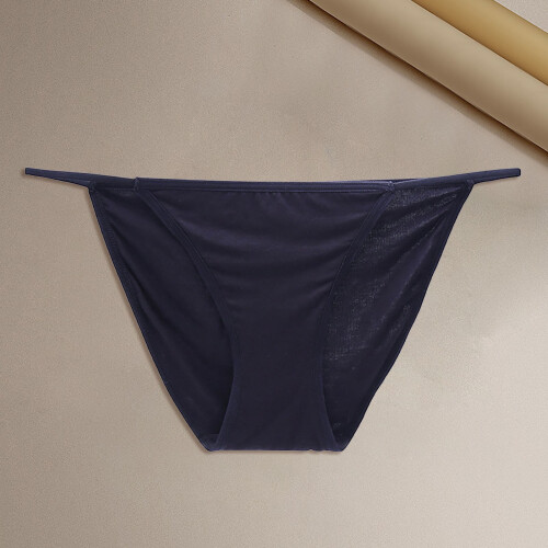 Culotte bikini string taille basse, sans coutures, couleur unie, extensible